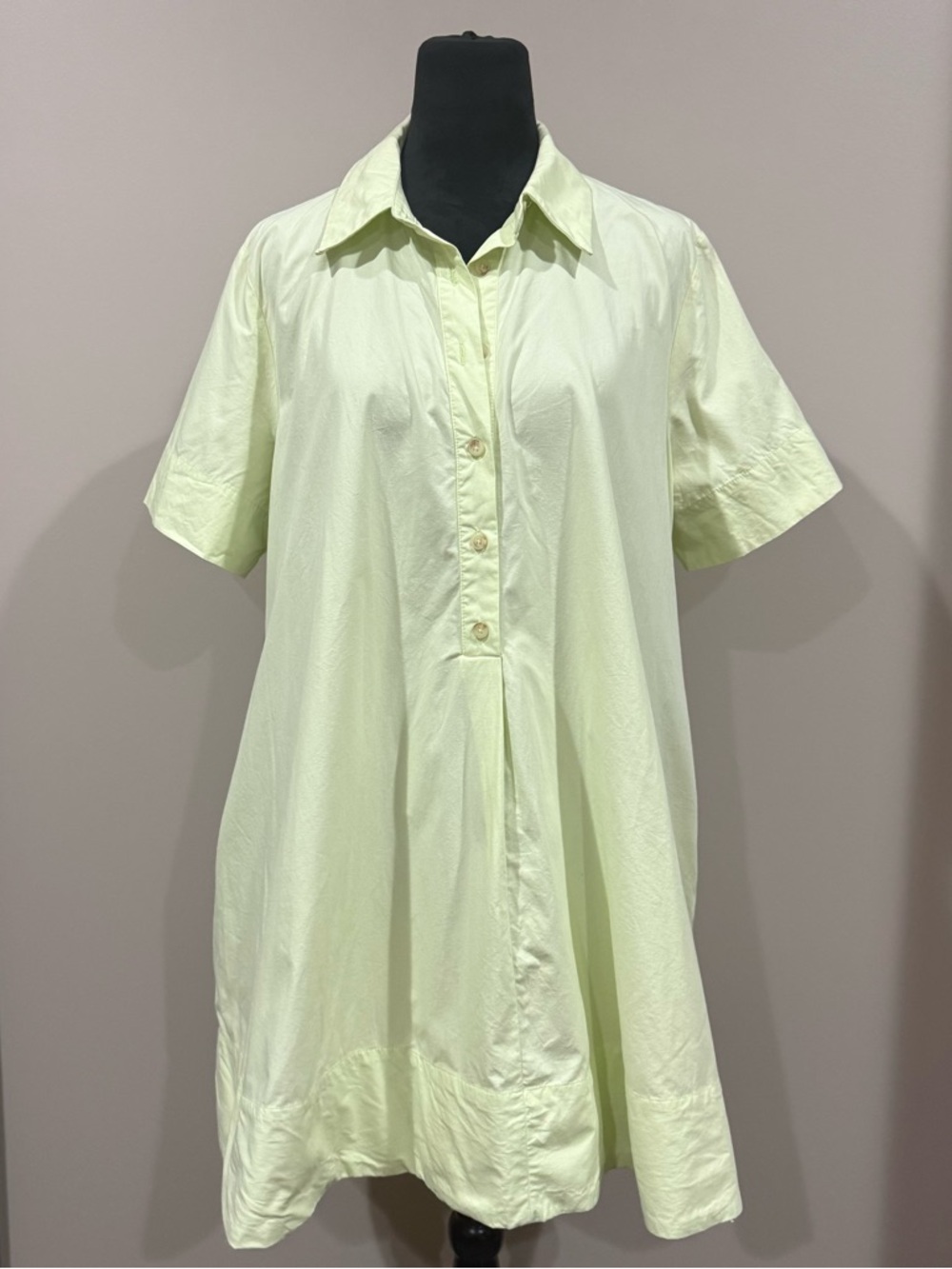Anthropologie Pollie Swing Tunic Mini Dress Light Green Cotton Poplin Pockets